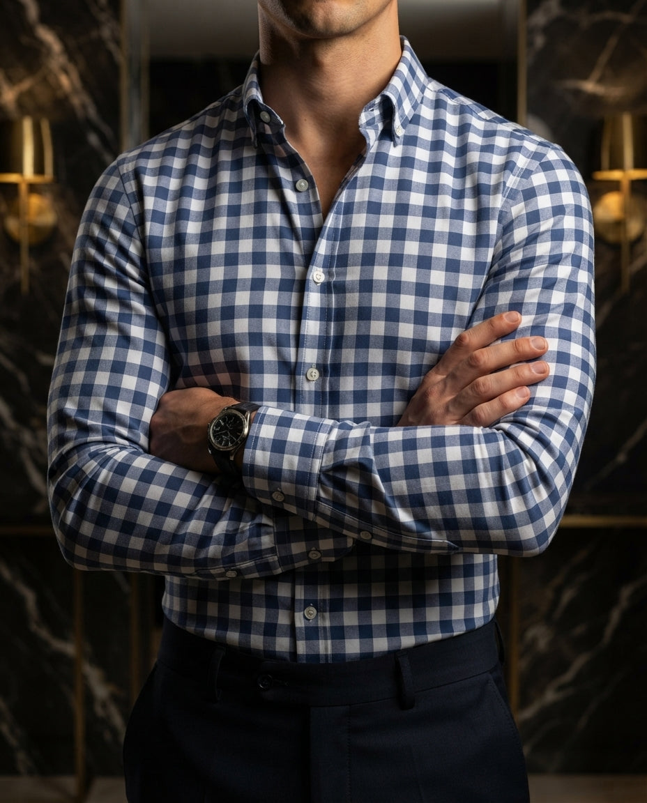 Camisa Hombre Cuadros Azul — Tahoe Blue