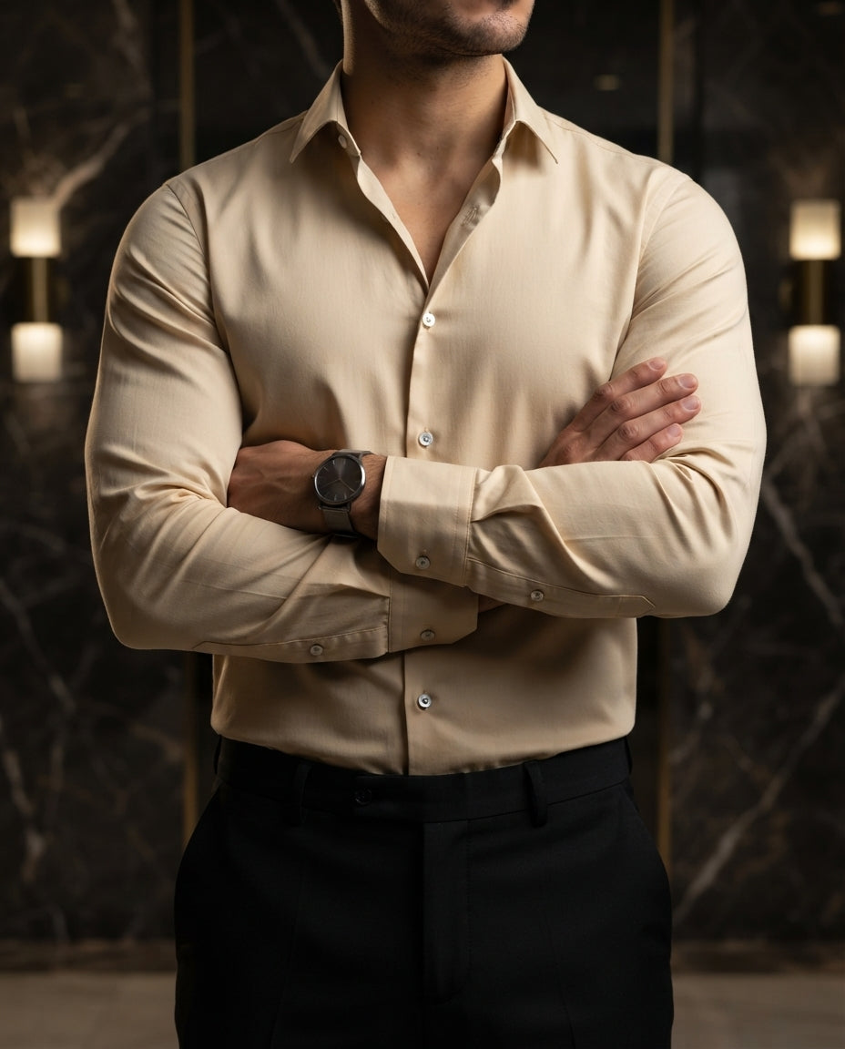 Camisa Hombre Beige — Chestnut Lane