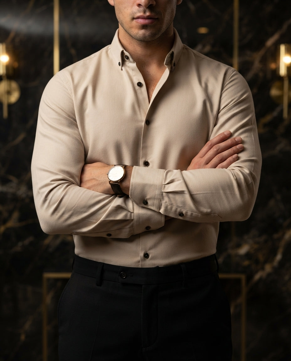 Camisa Hombre Beige — Cinnamon Ridge