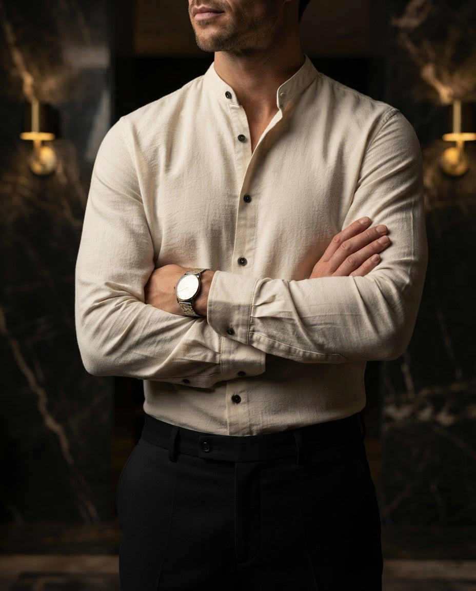 Camisa Hombre Beige — Mocha Rift