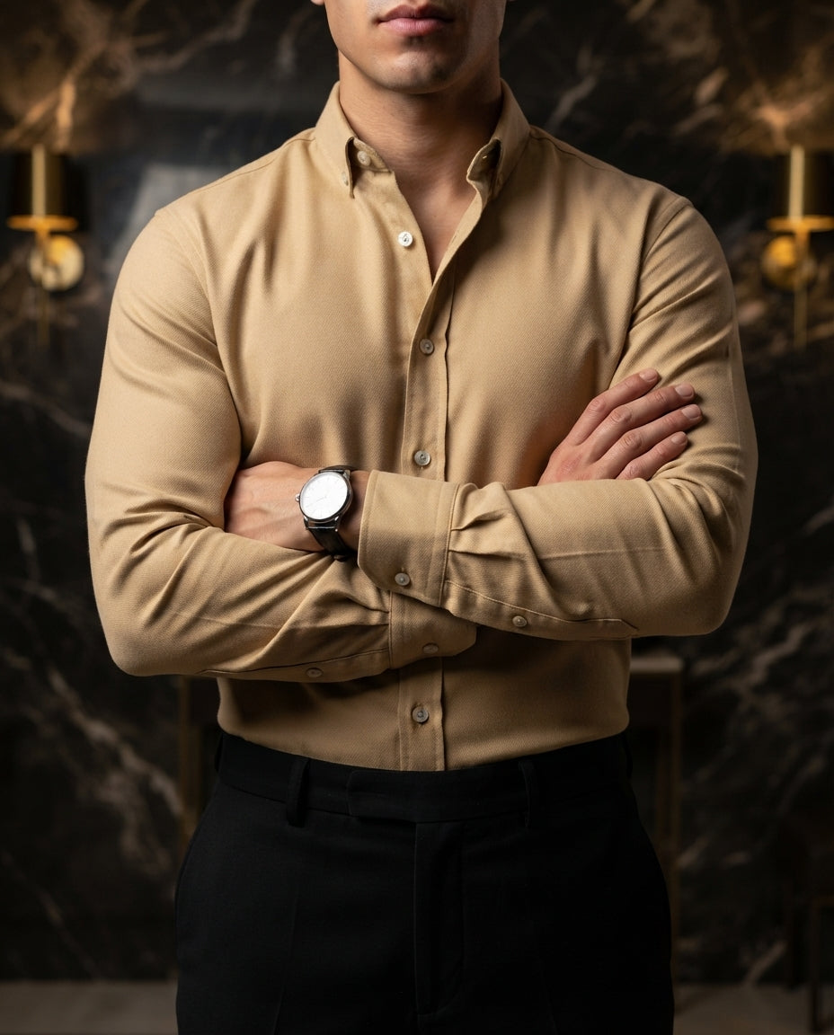 Camisa Hombre Beige — Porcelain Dusk