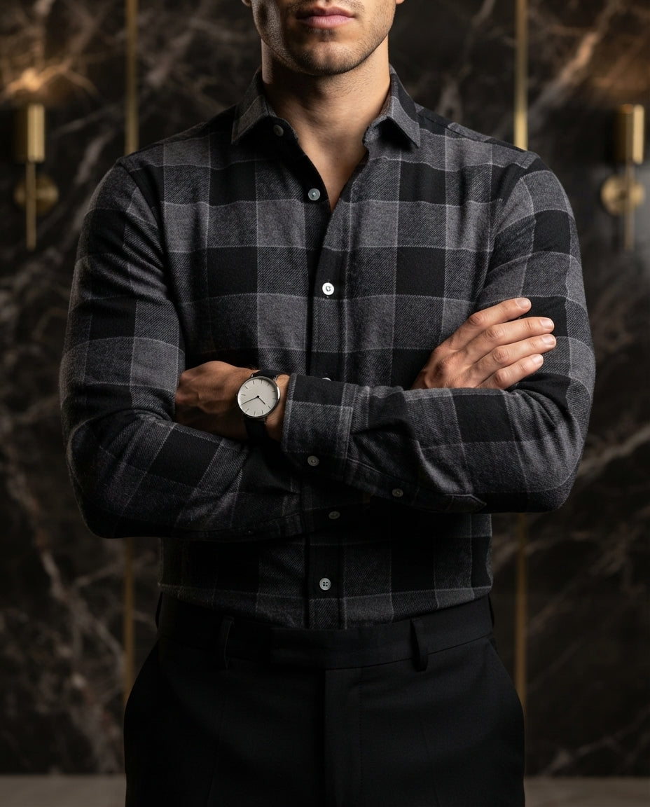Camisa Hombre Cuadros Gris — Concrete Rose