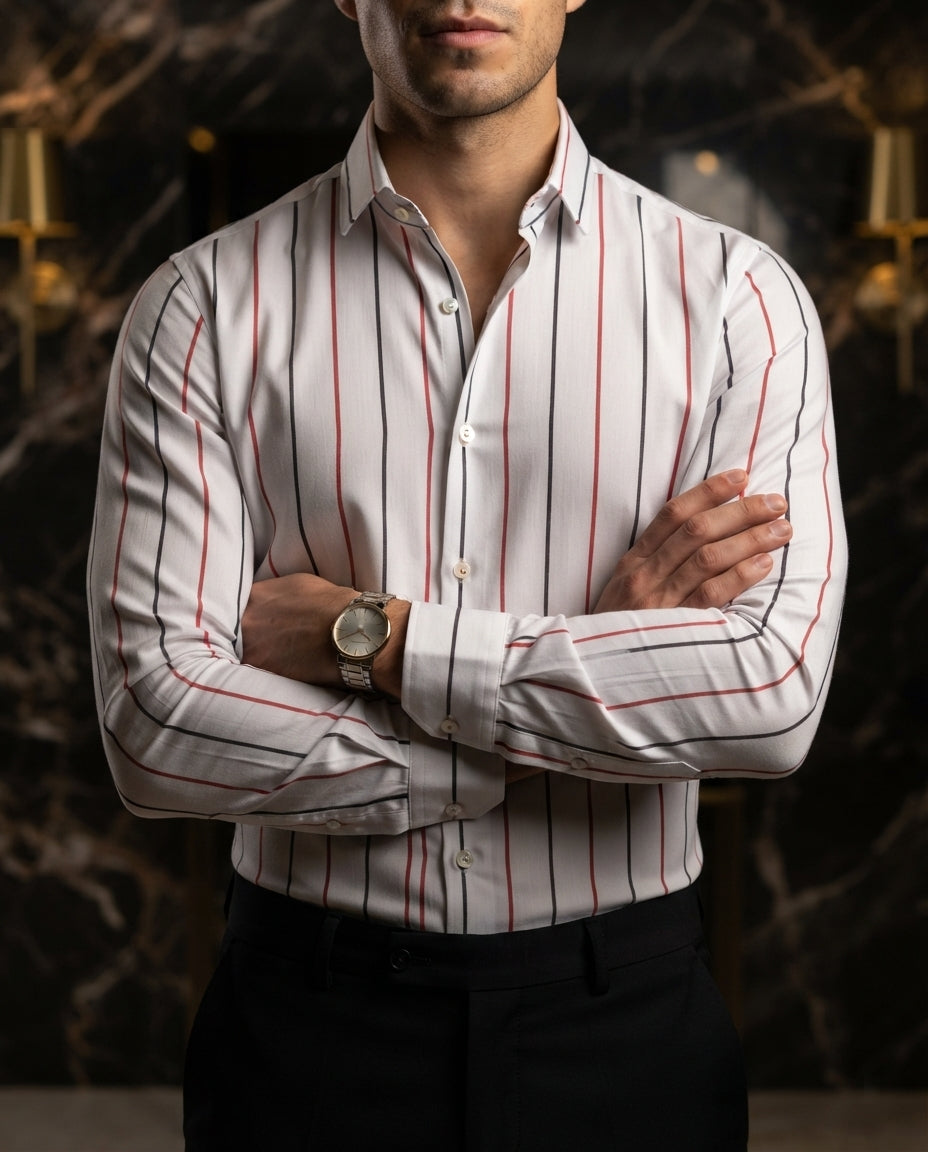 Camisa Hombre Rayas Multicolor — Ash Harbor