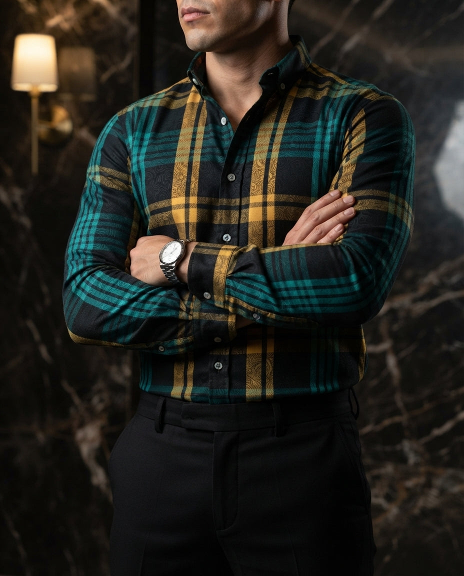 Camisa Hombre Cuadros Multicolor — Aztec Jade