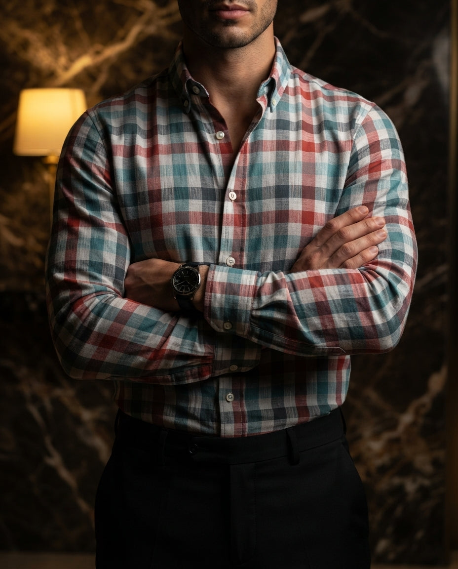 Camisa Hombre Cuadros Multicolor — Cloud Harbor