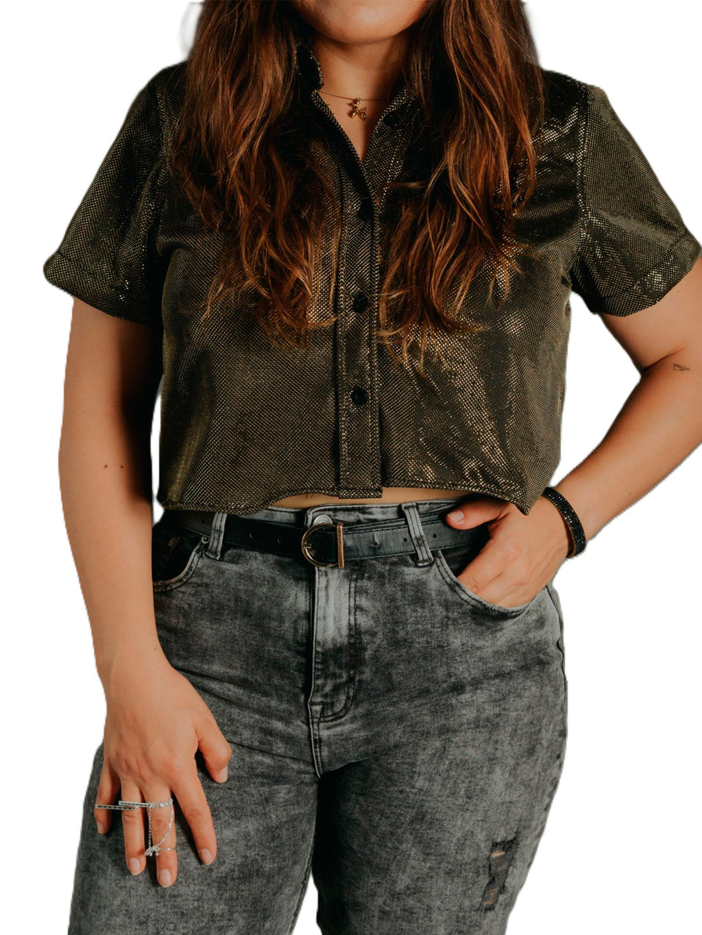 Blusa Camisa Mujer Casual Oro Brillante