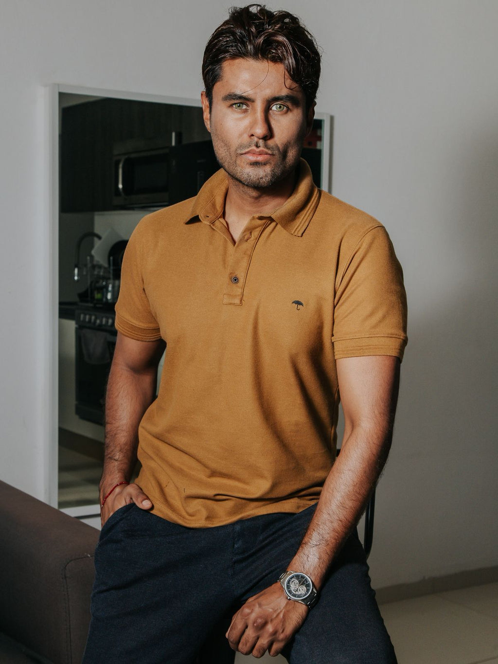 Playera Tipo Polo Hombre Slim Fit Caramel - Tiendas Platino Playeras Hombre 34 (S)