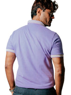 Playera Polo Hombre Casual Lila Detalles Blancos