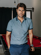 Playera Polo Hombre Casual Gris detalles Negros