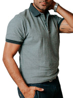 Playera Polo Hombre Casual Gris detalles Negros