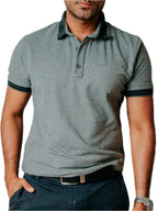 Playera Polo Hombre Casual Gris detalles Negros