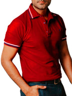 Playera Polo Hombre Casual Roja Detalles Blancos, Negros