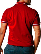 Playera Polo Hombre Casual Roja Detalles Blancos, Negros