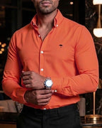 Plain Orange Casual Men's Shirt 007