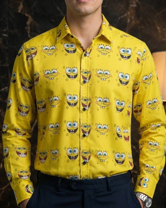 Camisa Hombre Casual Amarilla Bob Esponja