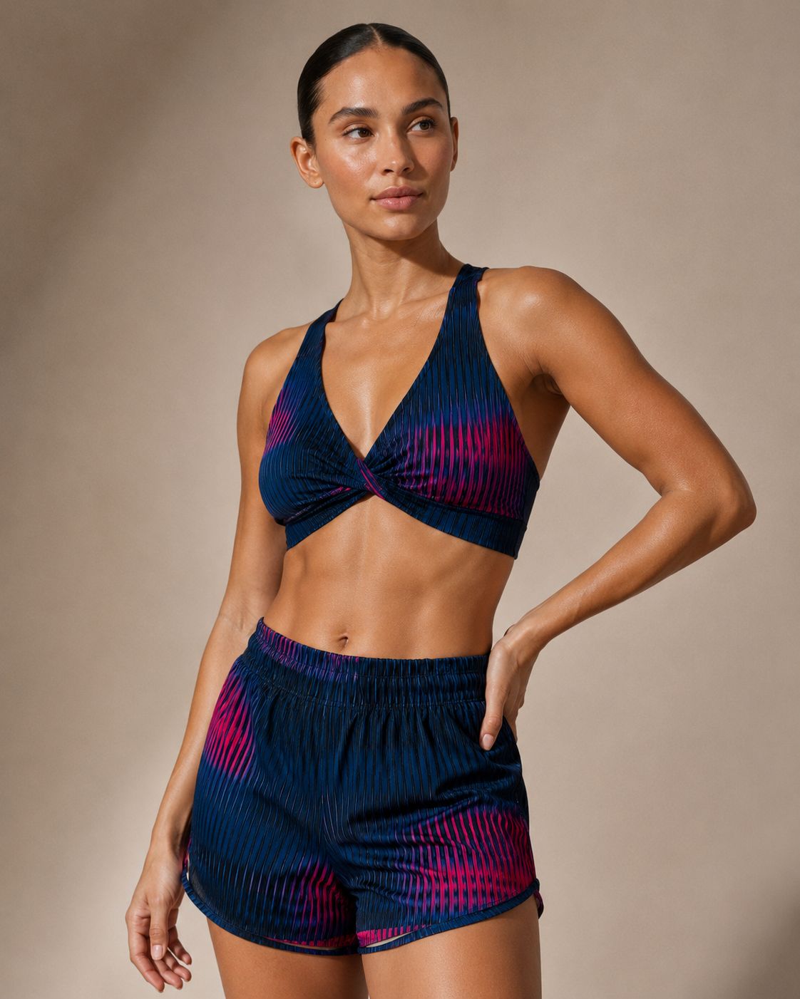TOP CRUZADO DEPORTIVO MUJER AZUL ROJO DEGRADADO KINESTESIA
