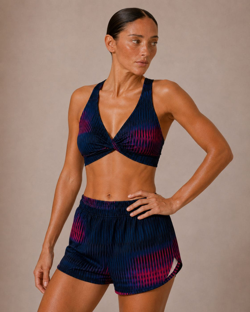TOP CRUZADO DEPORTIVO MUJER AZUL ROJO DEGRADADO KINESTESIA
