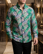 Camisa Hombre Estampado Verde — Green Floral Fit | Moon & Rain