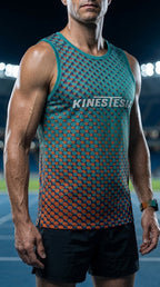 PLAYERA TANK HOMBRE SIN MANGAS PUNTOS TURQUESA NARANJA MIXED