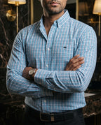 Camisa Hombre Microcuadro — Teal Micro | Moon & Rain