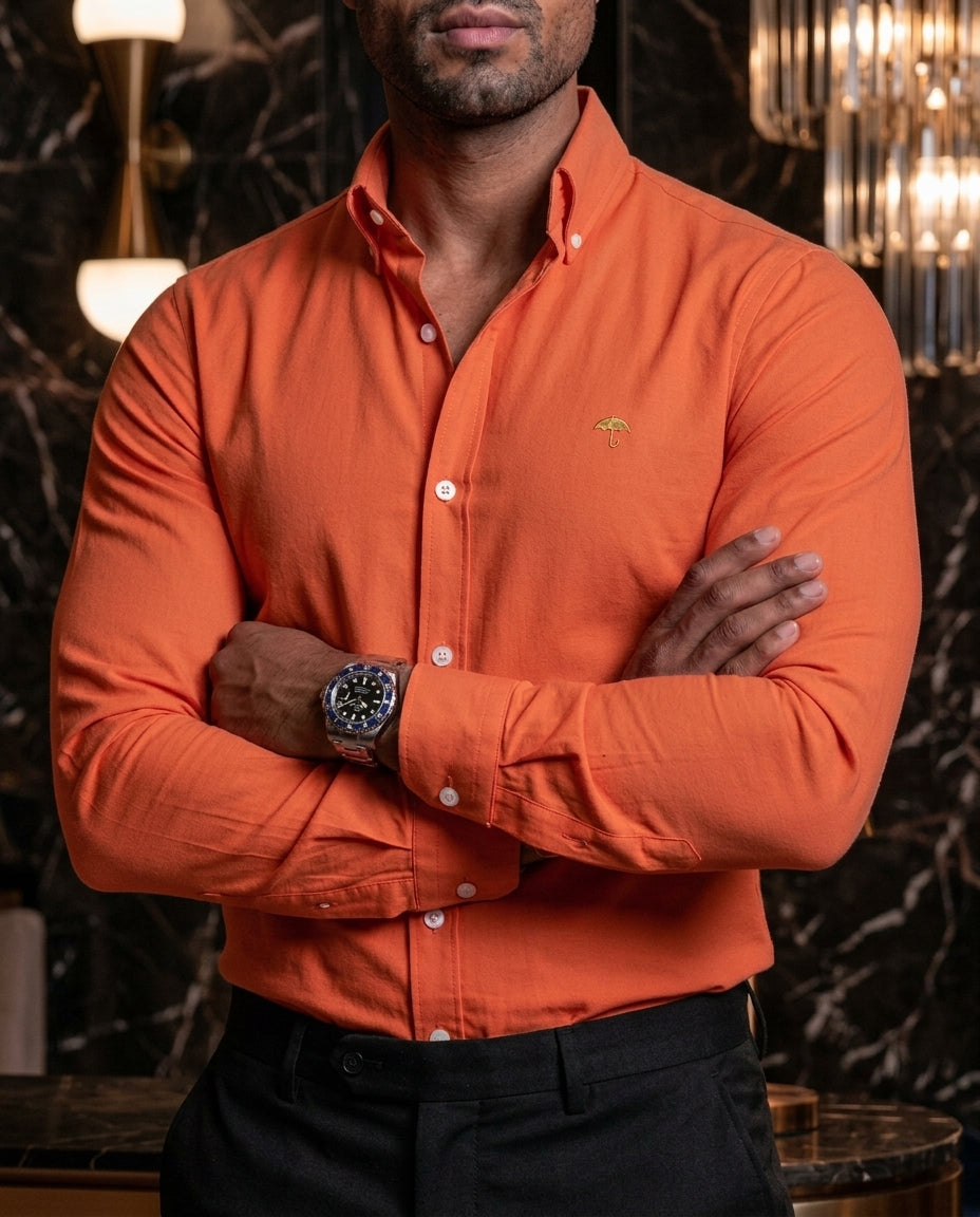 Camisa Hombre Naranja — Solar Flux | Moon & Rain