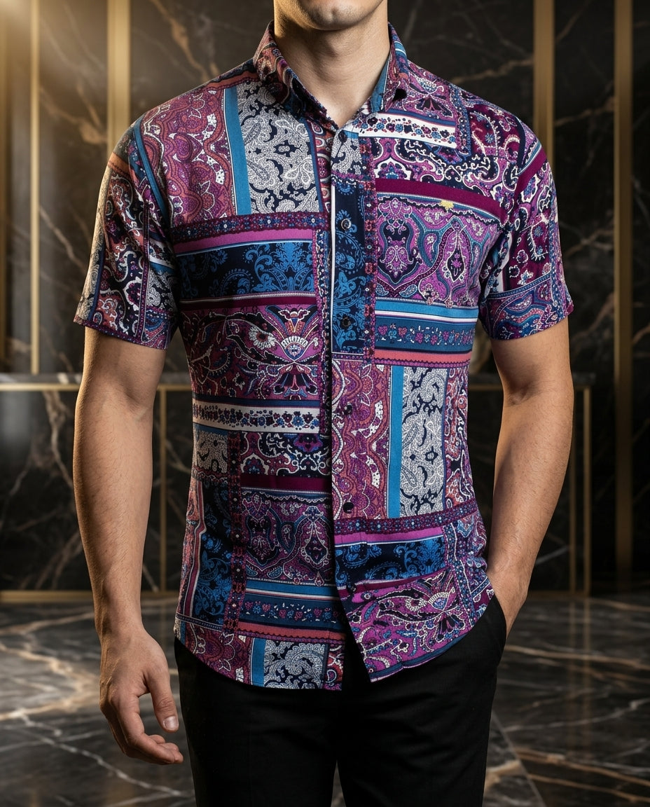 Camisa Hombre — Purple Bloom | Moon & Rain