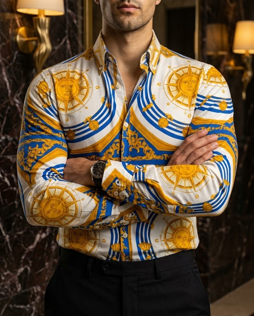 Camisa Hombre — Celestial Sun Gold | Moon & Rain