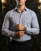 Camisa Hombre Microcuadro — Cobalt Microcheck | Moon & Rain