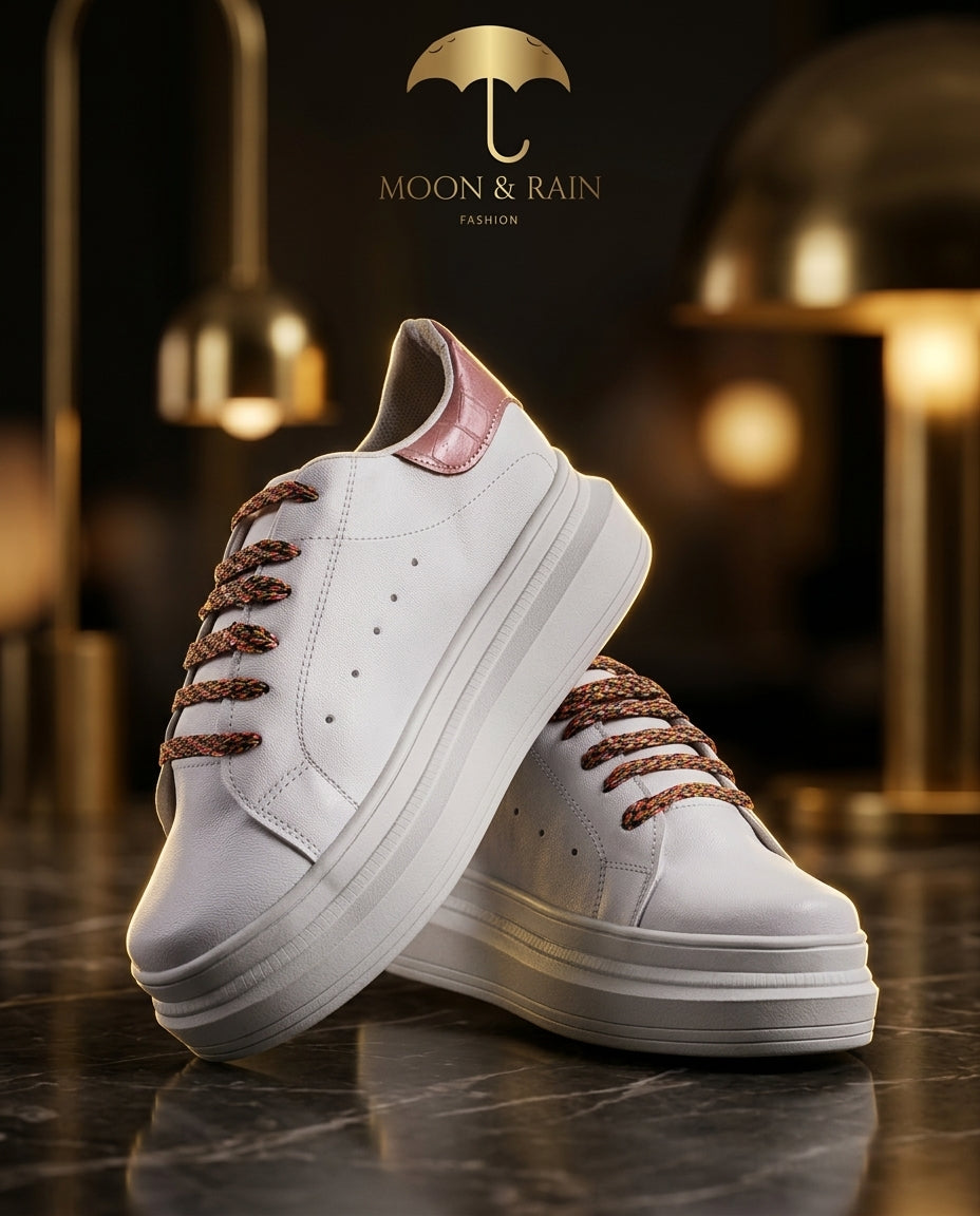 Tenis Unisex Sneakers Blancos Det Texturizado Rosa