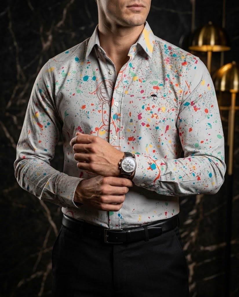 Camisa Hombre — Splash Drift | Moon & Rain