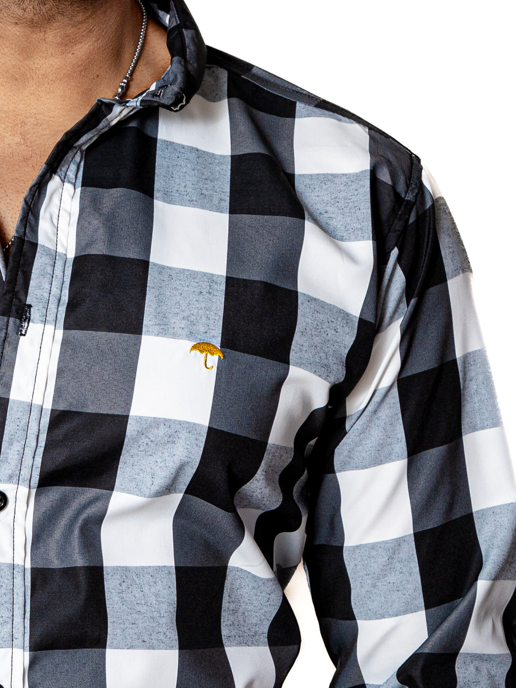 Camisa Hombre Casual Regular Cuadros Negros, Blancos - 34 (S)-Tiendas Platino