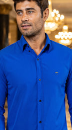 Men's Casual Royal Blue Shirt Plain 007
