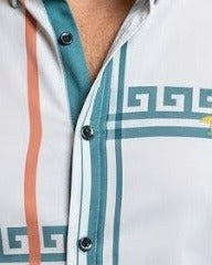 Camisa Hombre Lisa Gris Naranja — Ember Stripe | Moon & Rain