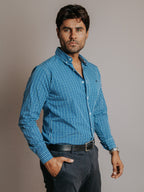 Camisa clasica azul blanco cuadros - Tiendas Platino