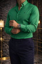 Plain Green Casual Men's Shirt