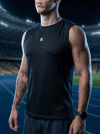 Playera Sin Mangas Negra Para Hombre Basic Kinestesia