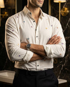 Camisa Hombre Casual Figuras Zenith Flora - Minimal Beige