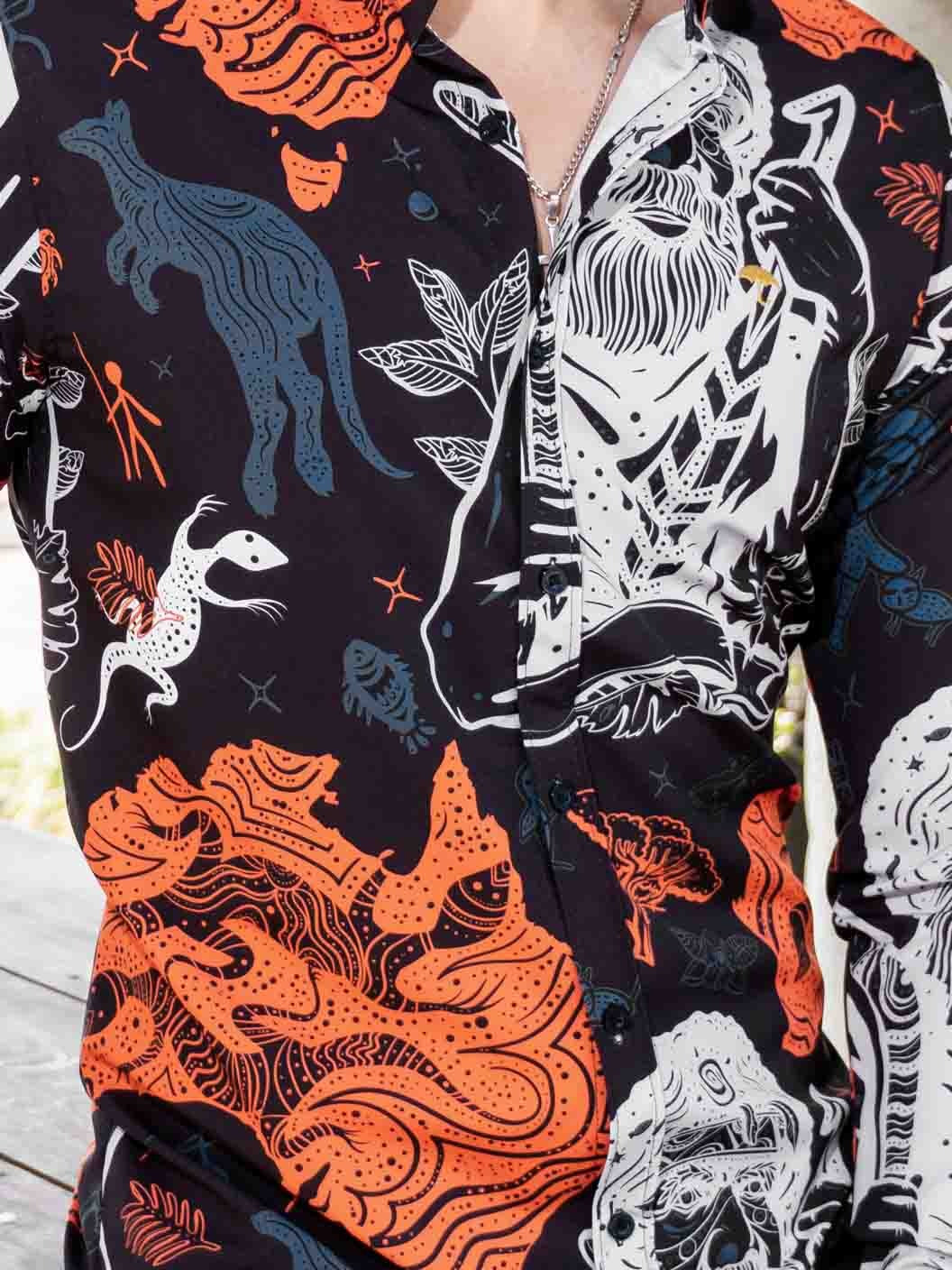 Camisa Hombre Lisa Negro — Australia Drift | Moon & Rain
