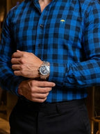 Camisa Hombre Cuadros Negro Azul — Shadow Grid | Moon & Rain