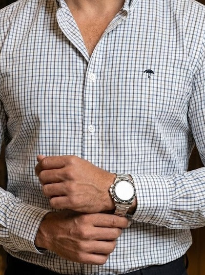 Camisa Hombre Lisa Azul Cielo Gris — Sky Drift | Moon & Rain