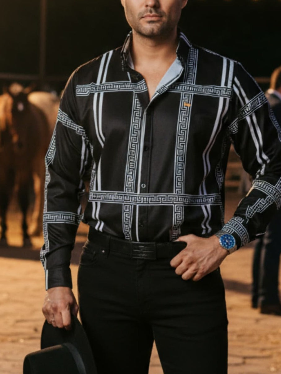 Camisa Hombre Negro Blanco — Pistachio Crest | Moon & Rain