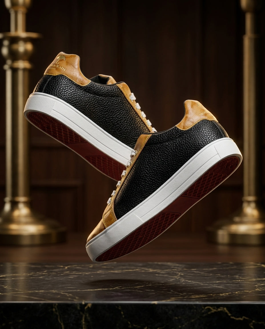 Tenis Unisex Sneakers Negros Texturizado Amarillo