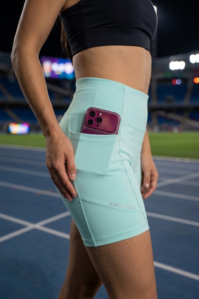 BIKER SHORT AZUL MENTA con BOLSA MUJER KINESTESIA