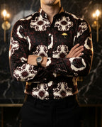 Men's Casual Slim Fit Black Fox and Sun Wine Shirt