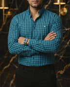 Camisa Hombre Cuadros Negro Azul — Onyx Mini | Moon & Rain
