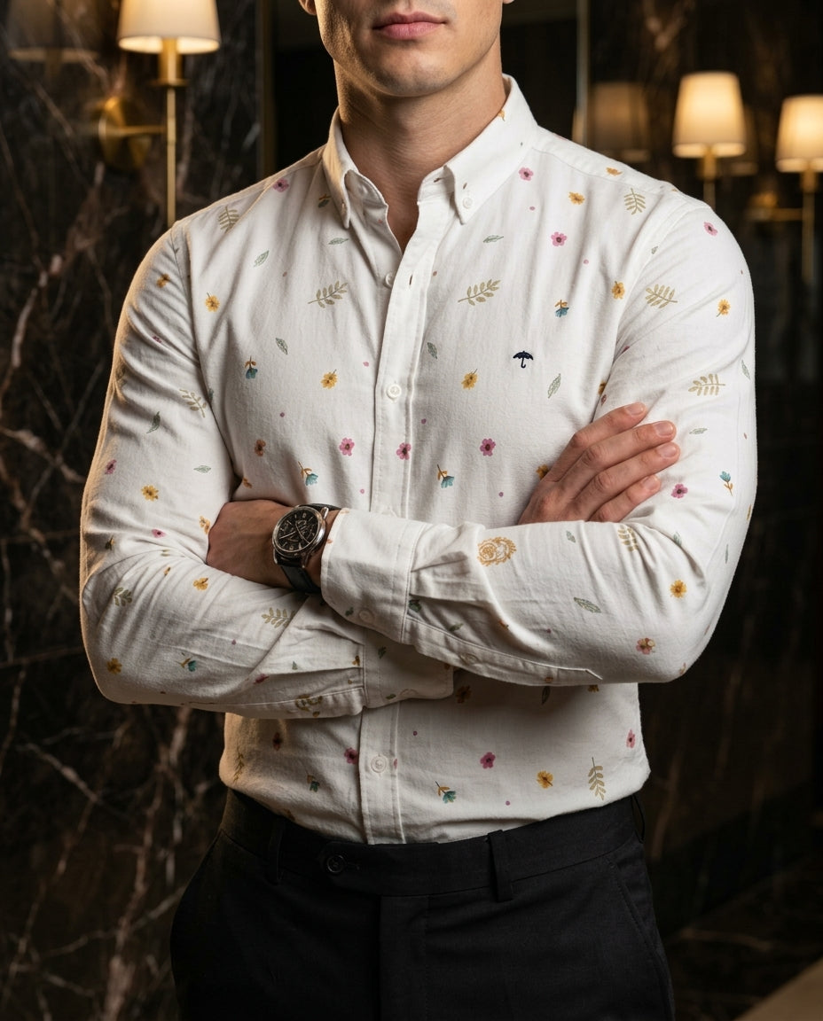Camisa Hombre Casual Figuras Garden Floral | Moon & Rain