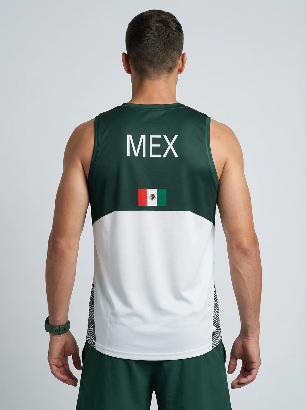 PLAYERA TANK HOMBRE SIN MANGAS VERDE Y BLANCO MÉXICO