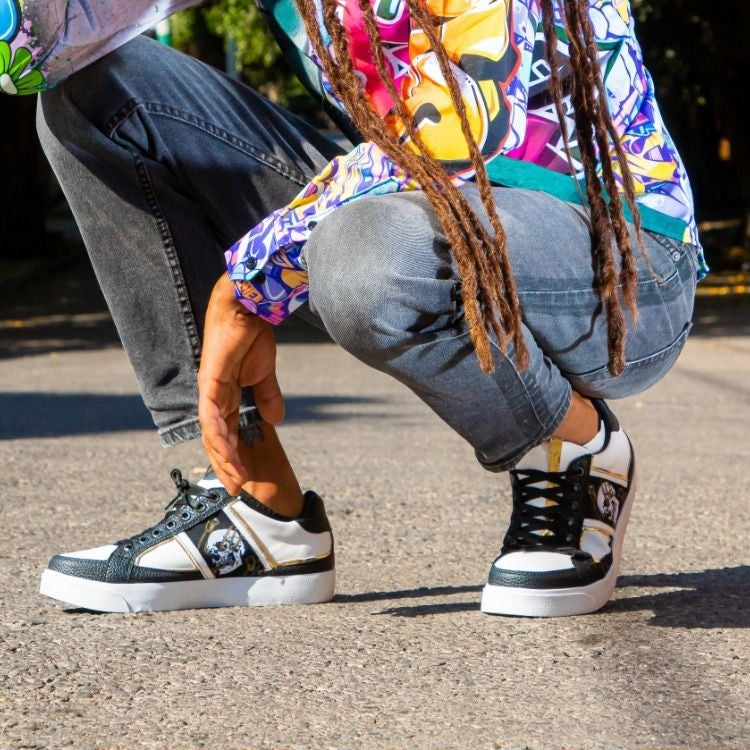 Tenis Hombre Sneaker Blancos det. Calavera
