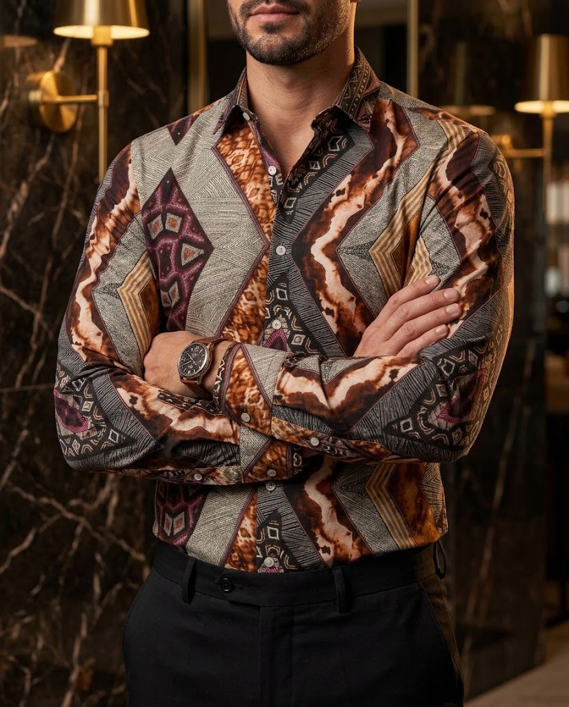 Camisa Hombre — Diagonal Prism | Moon & Rain