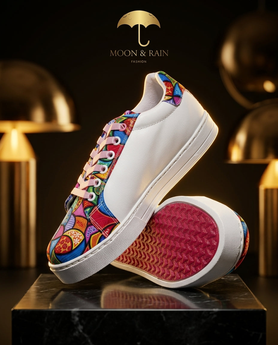Tenis Unisex Blancos Lisos Mandala Rosa